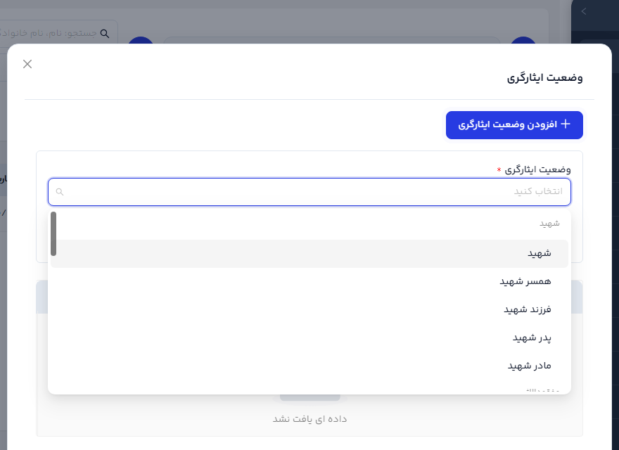 فهرست گروه‌بندی‌شدهٔ وضعیت‌های ایثارگری